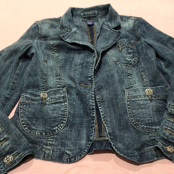 ❤️Vintage Baccini light sparkle jean jacket size large - Picture 2 of 12